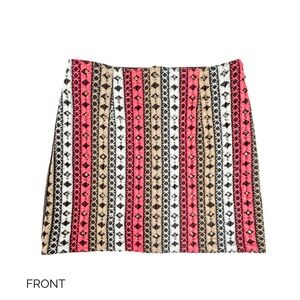 Rosa Chá* Coral & Tan Striped Skirt | Boho Chic Pattern | Size US 0/2